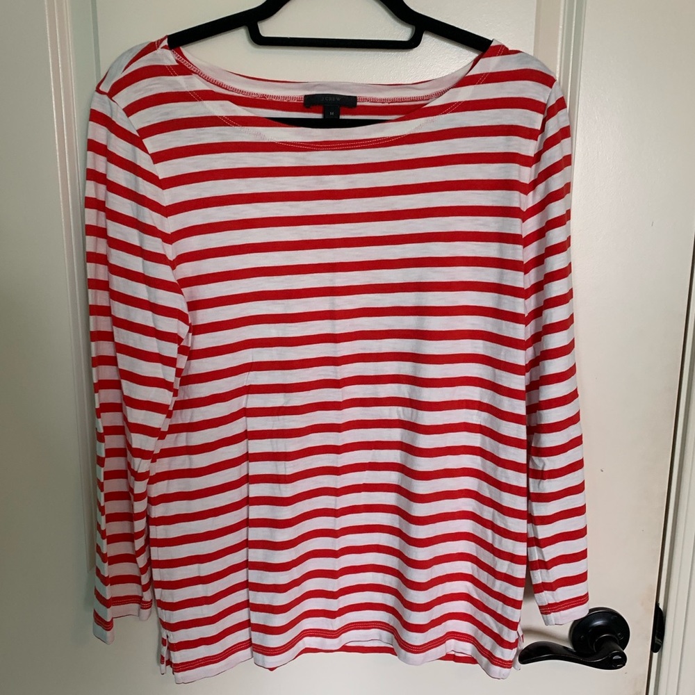 J. Crew Red and White Top